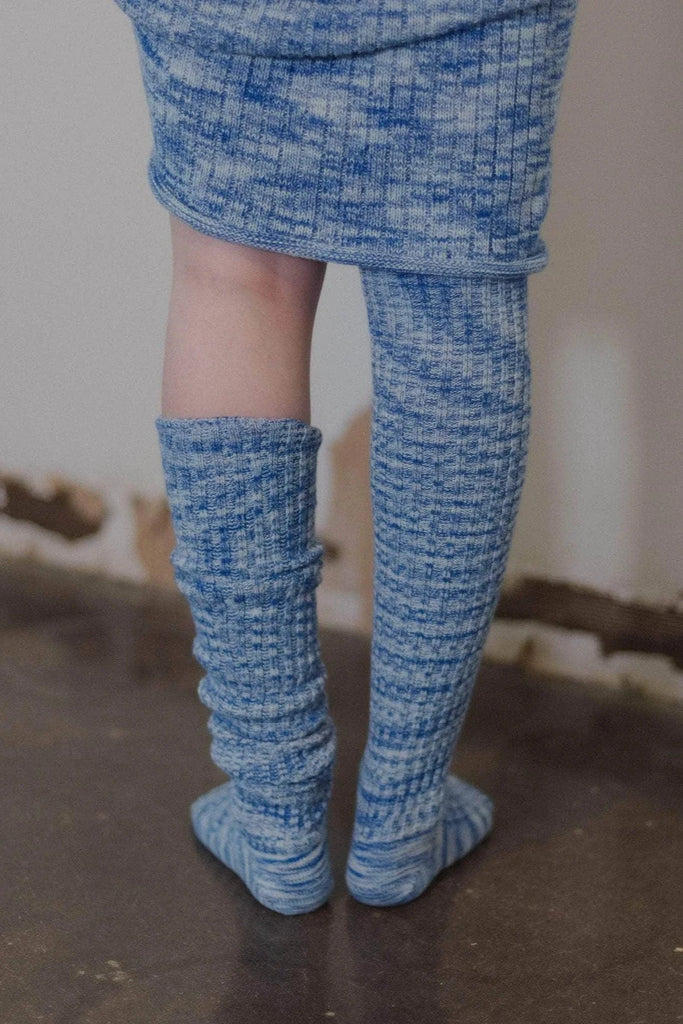 Twisted Over Knee Socks - Blue Melange