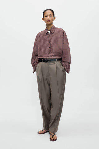 Checked Oversized Shirt - Brown/Navy