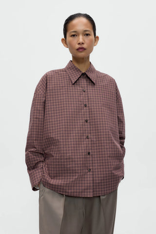 Checked Oversized Shirt - Brown/Navy