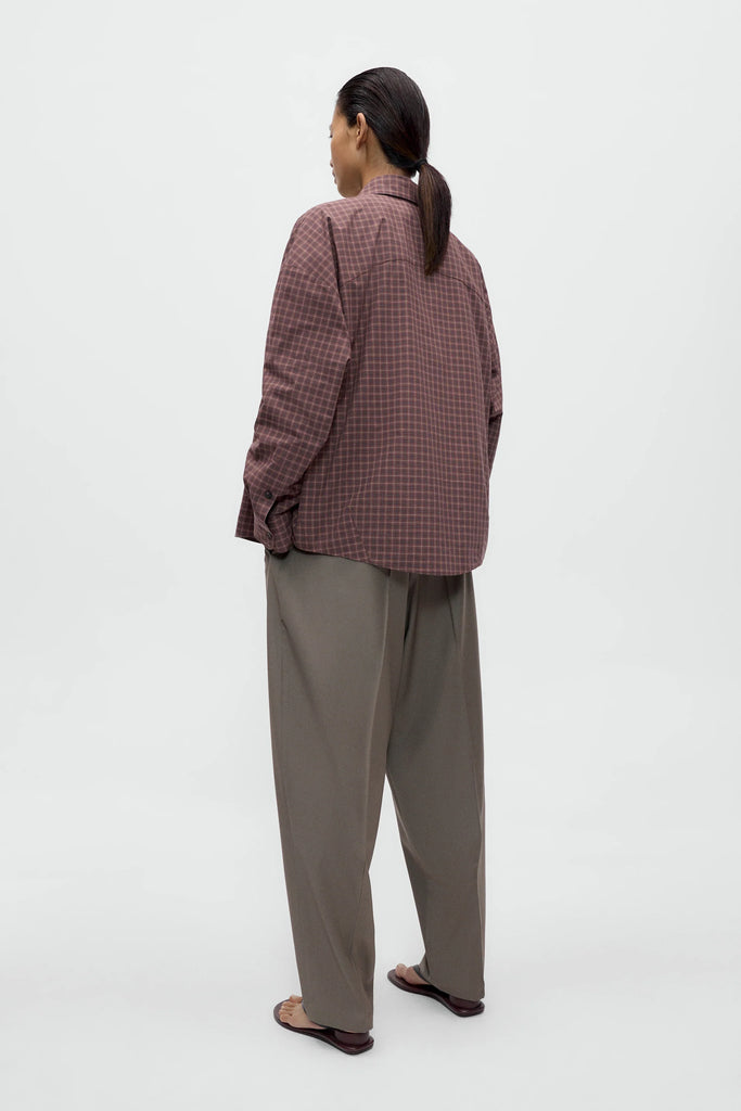 Checked Oversized Shirt - Brown/Navy