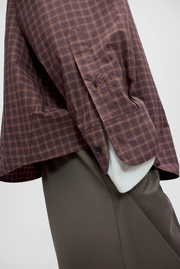 Checked Oversized Shirt - Brown/Navy