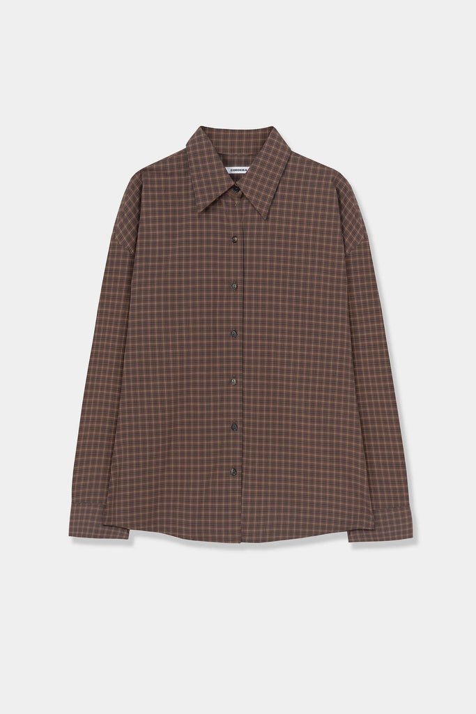 Checked Oversized Shirt - Brown/Navy