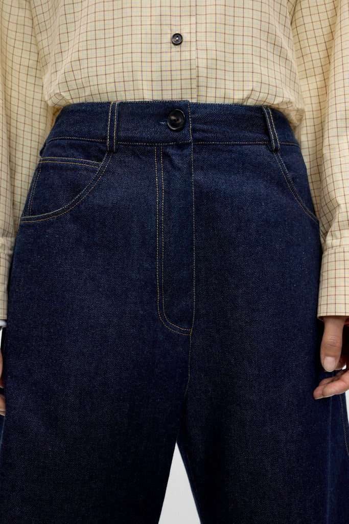 Curved Baggy Jeans - Indigo