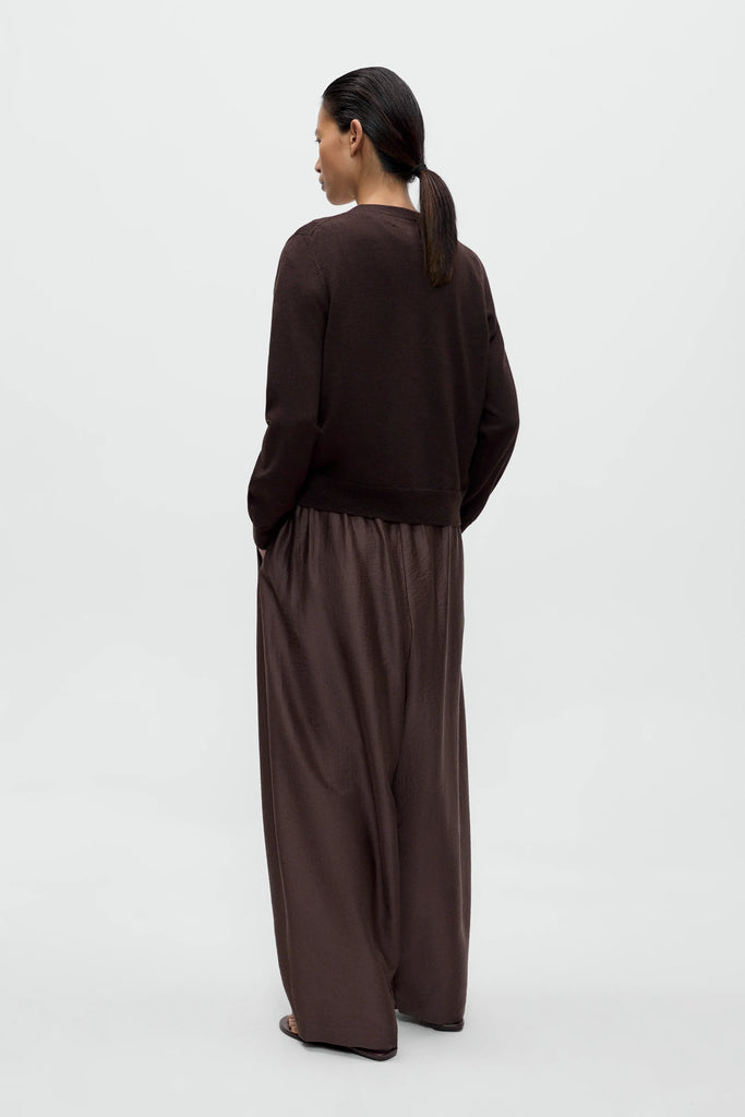 Merino Wool Button Cardigan - Brown