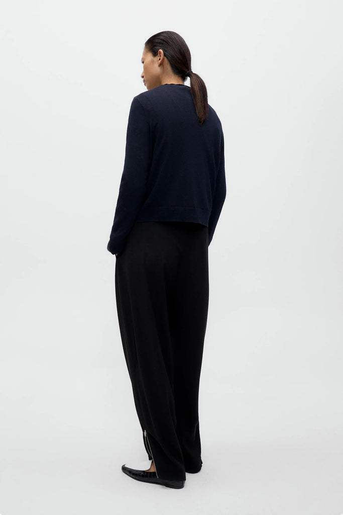 Merino Wool Embellished Cardigan - Navy