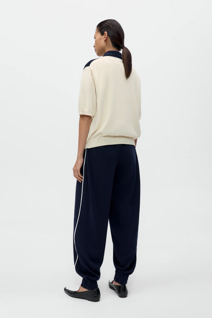 Organic Cotton Colorblock Polo - Navy/Cream