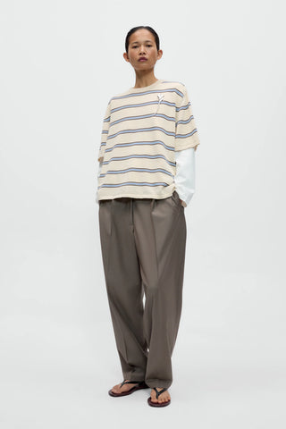 Organic Cotton Striped T-Shirt - Cream/Blue