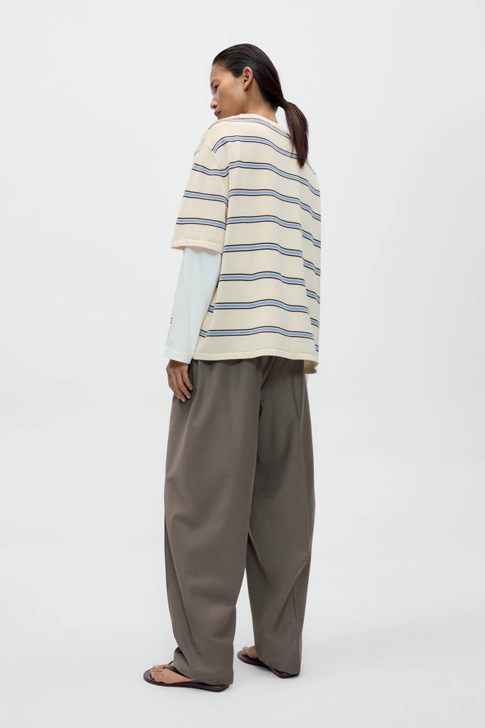 Organic Cotton Striped T-Shirt - Cream/Blue