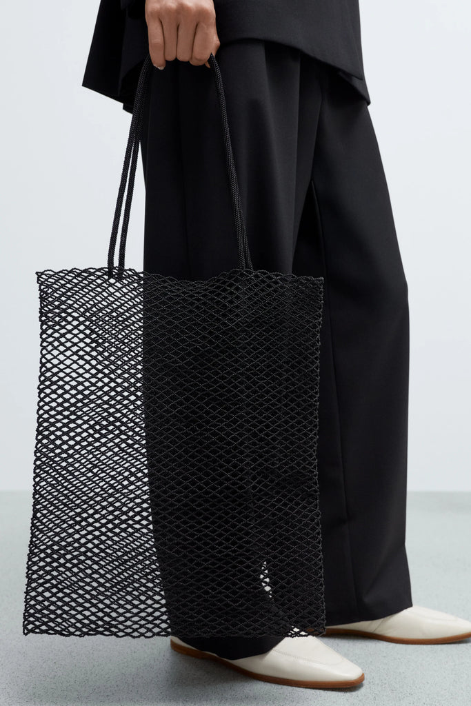 Handmade Beaded Tote Bag - Black