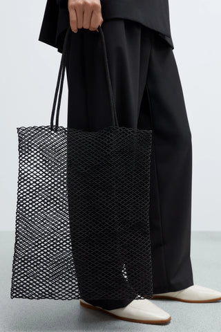 Handmade Beaded Tote Bag - Black