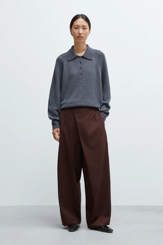 Merino Wool Polo Sweater - Grey