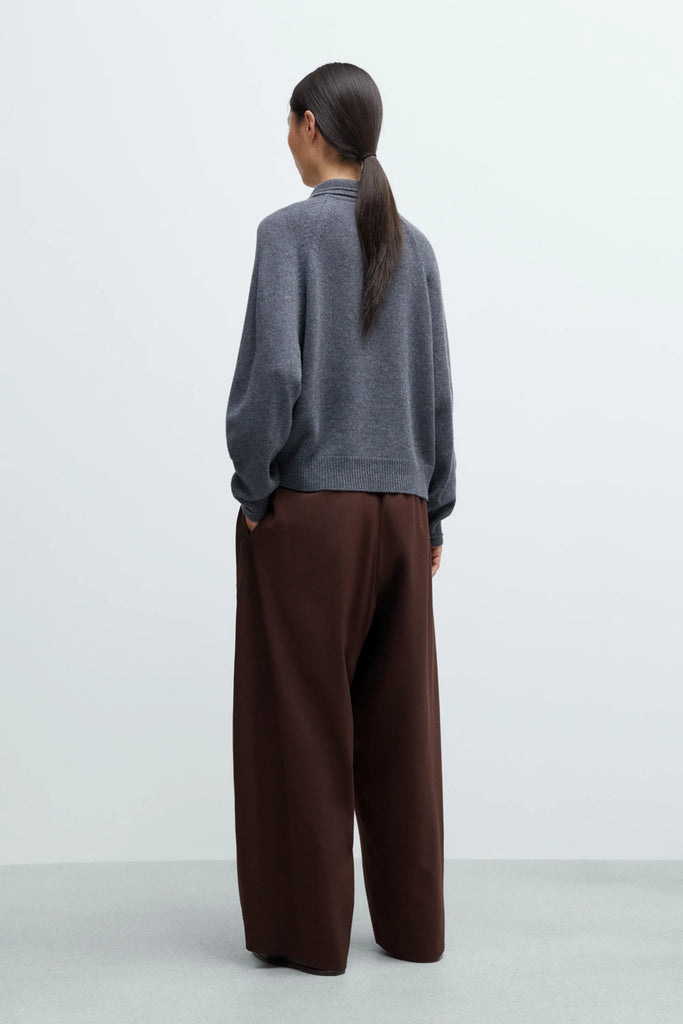 Merino Wool Polo Sweater - Grey