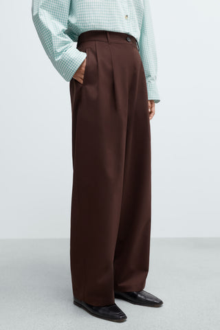 Tailored Masculine Pants - Burgundy