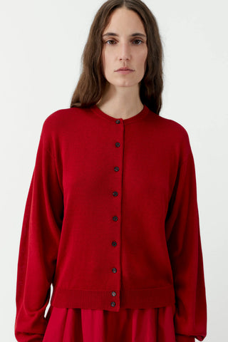 Cotton & Silk Cardigan - Red