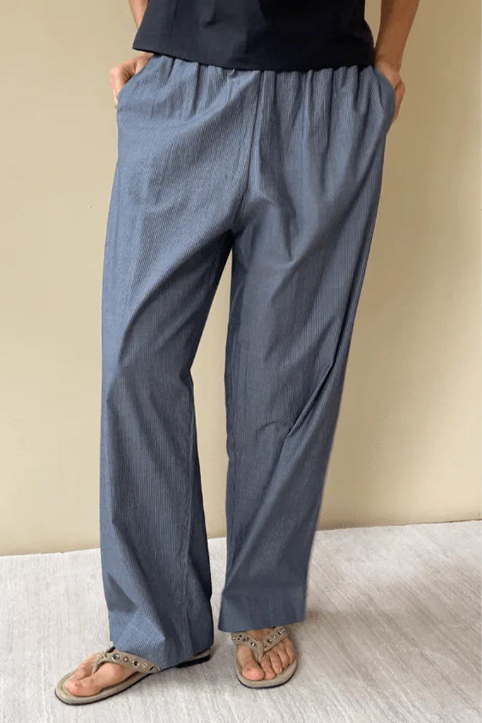 Ease Trouser - Blue Pinstripe