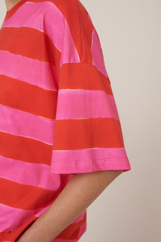Oversized Boxy Tee - Painted Stripe