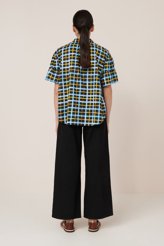 Painterly Blouse - Neon Tartan