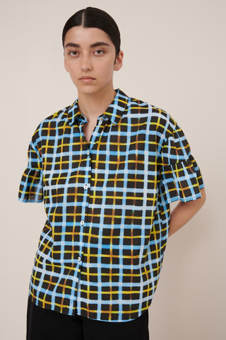 Painterly Blouse - Neon Tartan