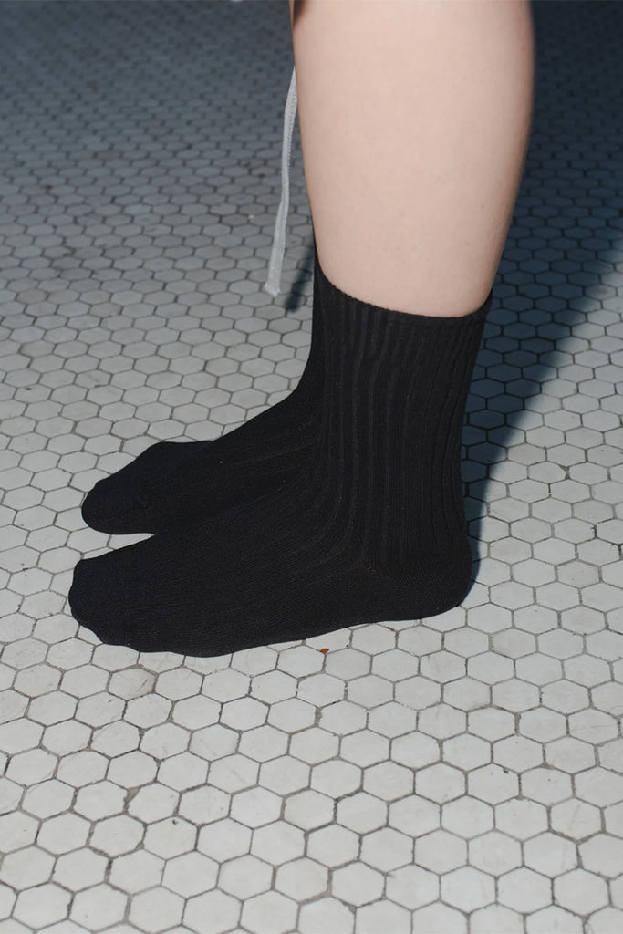 Rib Ankle Socks - Black