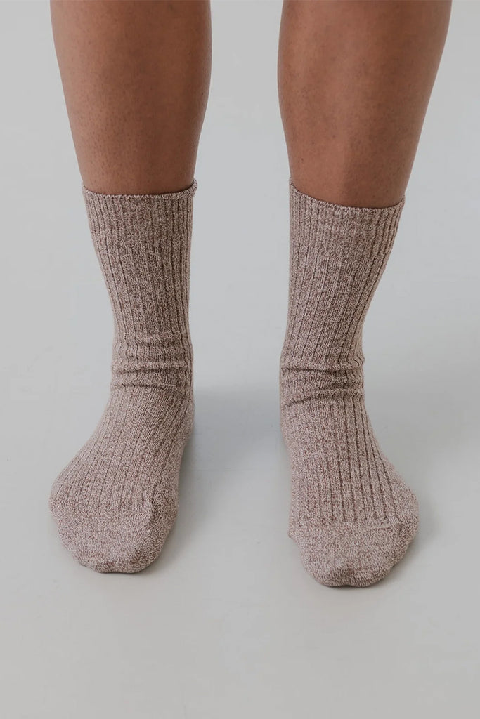 Rib Ankle Socks - Grey Brown Melange