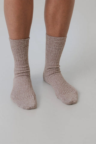 Rib Ankle Socks - Grey Brown Melange