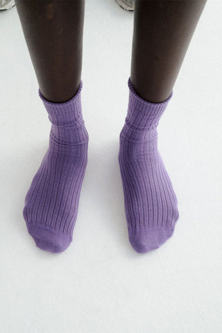 Rib Ankle Socks - Yu Purple