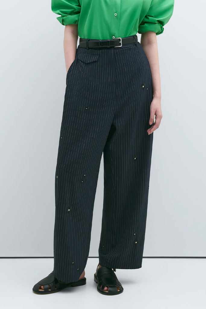 Tailoring Flower Pinstripe Pants - Midnight