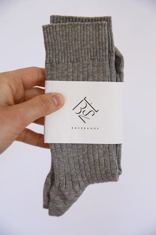 Rib Ankle Socks - Grey Melange