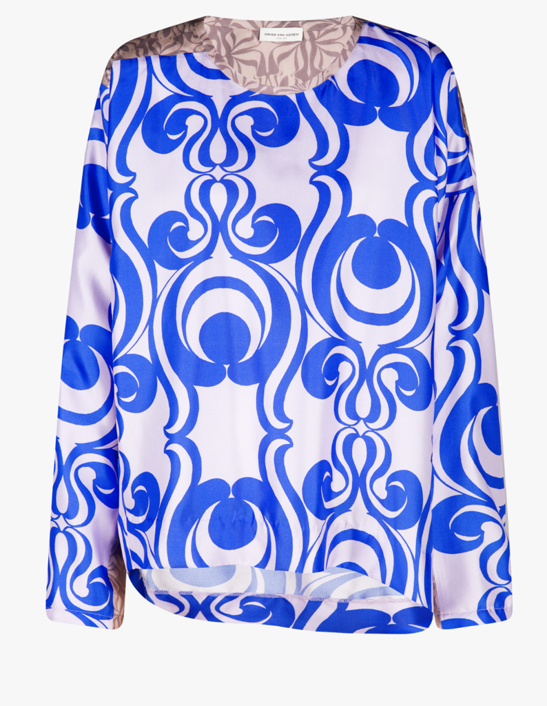 Caias Printed Silk Twill Blouse - Blue